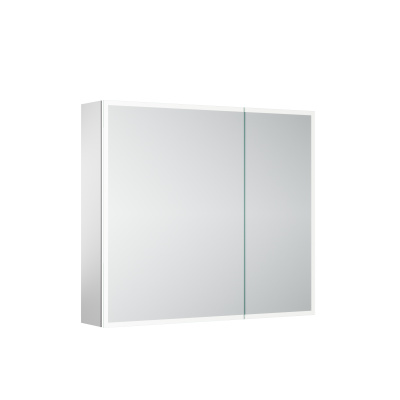 Зеркальный шкаф для ванной комнаты из алюминия SANCOS Evoke 800x700х136 мм с LED подсветкой арт. SC8