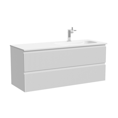 Тумба подвесная SANCOS Snob R правая 1195х445х500, c двумя ящиками оснащенными доводчиками, Bianco, 