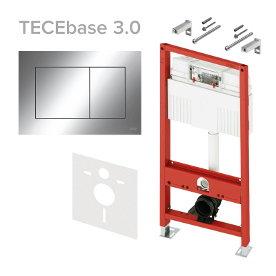Комплект TECEbase 3.0 панель смыва TECEnow хром глянцевая (латунный вентиль)