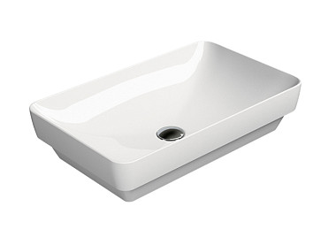 PURA 60x38 выс.14/8 накладная или частично встроенная раковина без перелива - глазурь белая глянцева ..