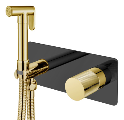 Смеситель гигиенический STICK BLACK TOUCH GOLD 
