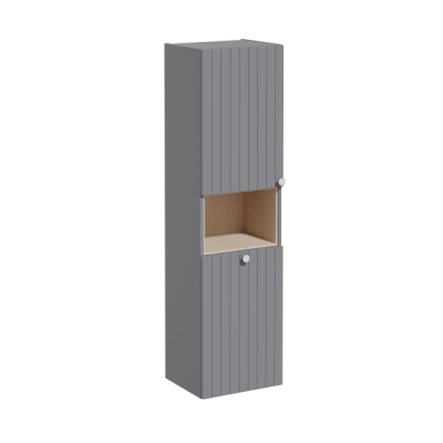 Пенал высокий Root Groove 40 см с корзиной для белья, матовый серый, левосторонний ..