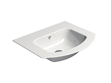 PURA 52x44 раковина с переливом - 1 отв. для смесителя - глазурь белая глянцевая Extraglaze Antibact ..