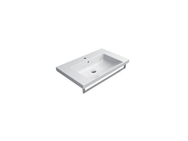 NORM 80x50 раковина с переливом - 1 отв. для смесителя - глазурь белая глянцевая Extraglaze Antibact ..