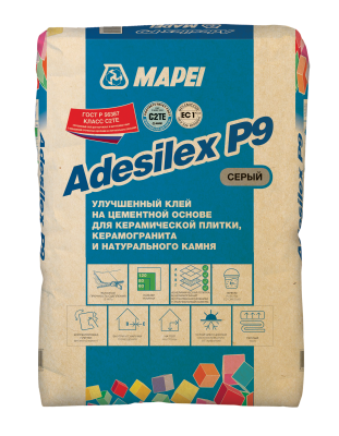 ADESILEX P9, TM MAPEI, цвет серый, (25кг), (Россия), Смесь сухая клеевая на цементном вяжущем класс 