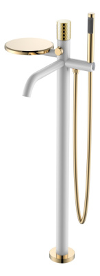 Смеситель напольный STICK WHITE DIAMOND GOLD 