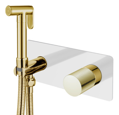 Смеситель гигиенический STICK WHITE TOUCH GOLD 