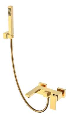 Смеситель для ванны с душем Qubic Shinny Gold 