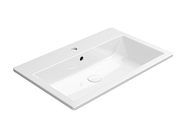 KUBE'X 70x46 встроенная раковина с переливом - 1 отв. для смесителя - глазурь белая глянцевая Extrag